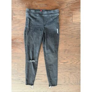 SPANX Black Distressed Pull On Jeans Medium